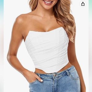 Arjungo Strapless Mesh Wrapped Corset Crop Top size M 2-4 in White